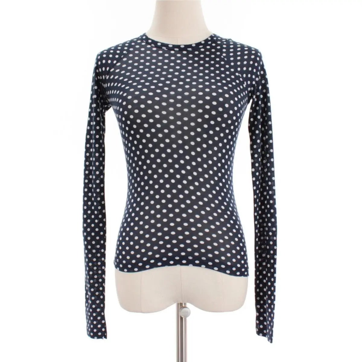 Rag Bone Shaw Paneled Long Sleeve T-shirt Size Xxs Navy/white Polka Dots by Rag & Bone