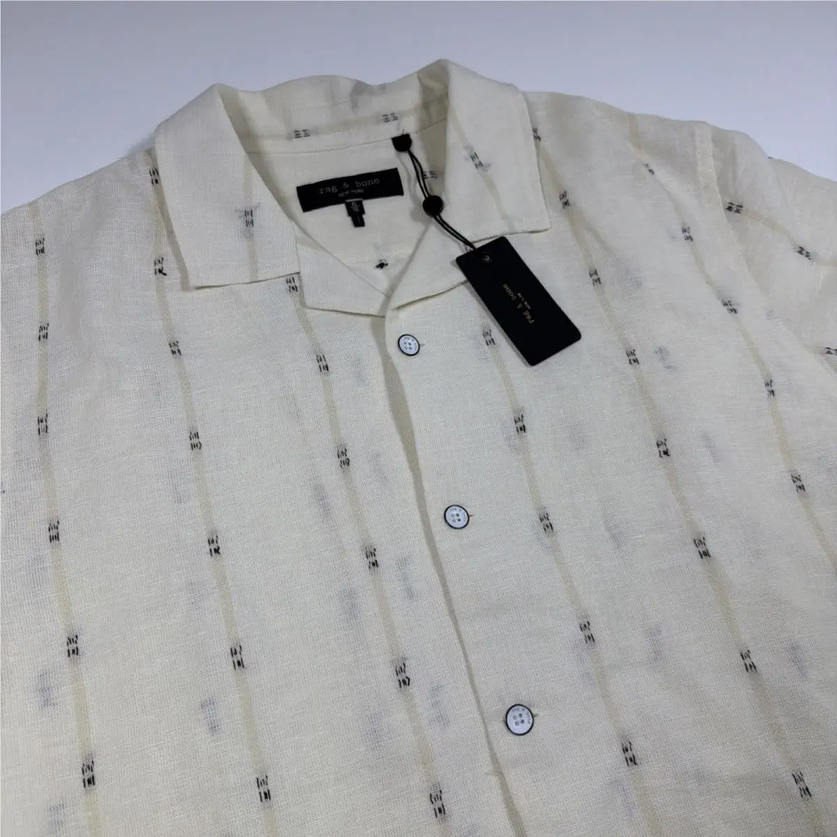 Rag Bone Avery Embroidered Linen Remi Stripe Button-up Resort Shirt XL