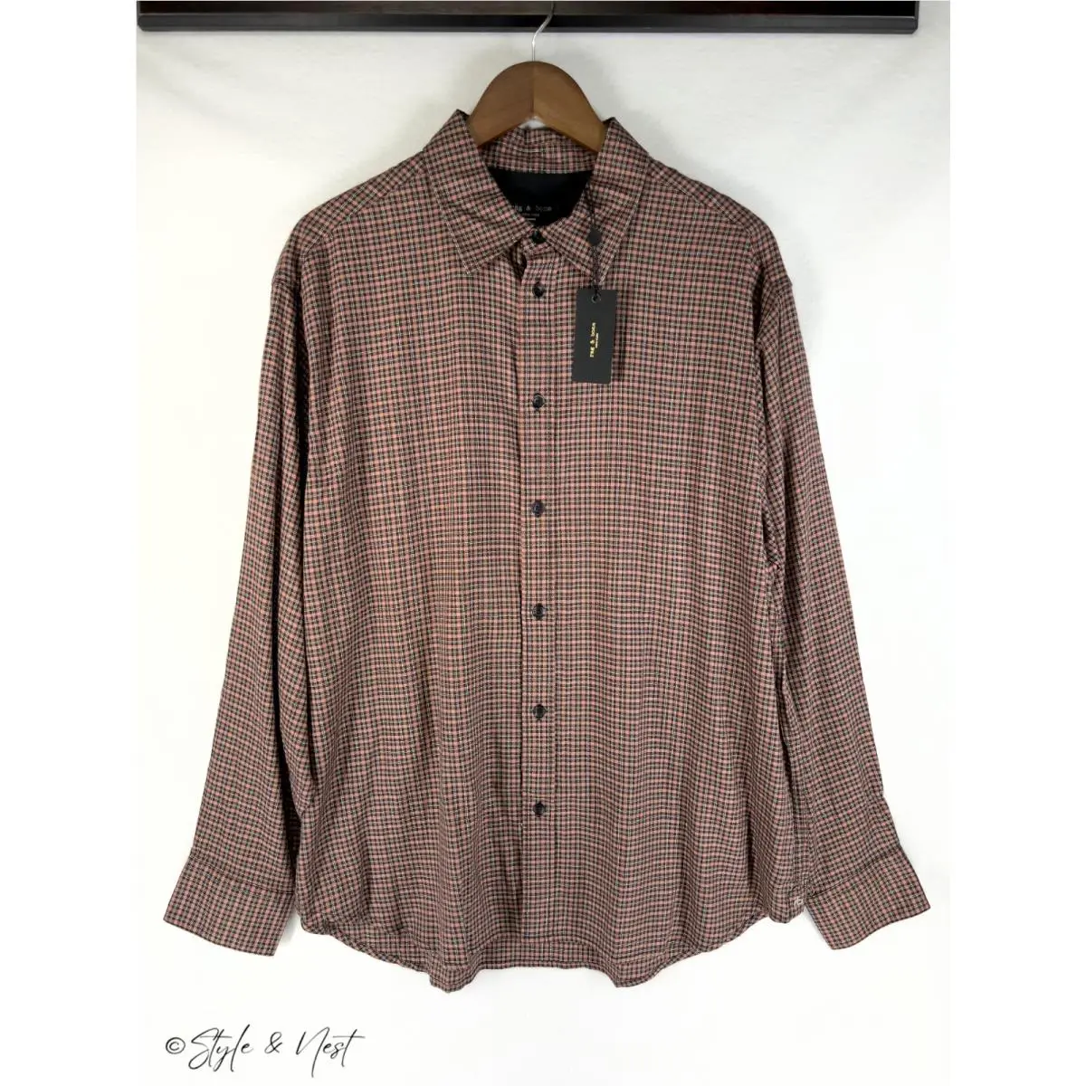 Rag Bone Matthew Flannel Shirt Medium Brown Plaid Preppy