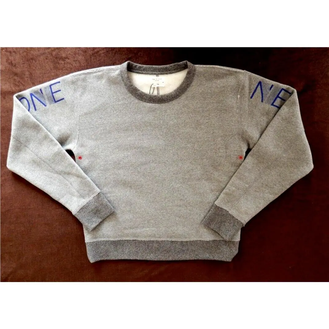 Rag Bone York Fleece Two-tone Sweater Heather Gray Crewneck Sweatshirt