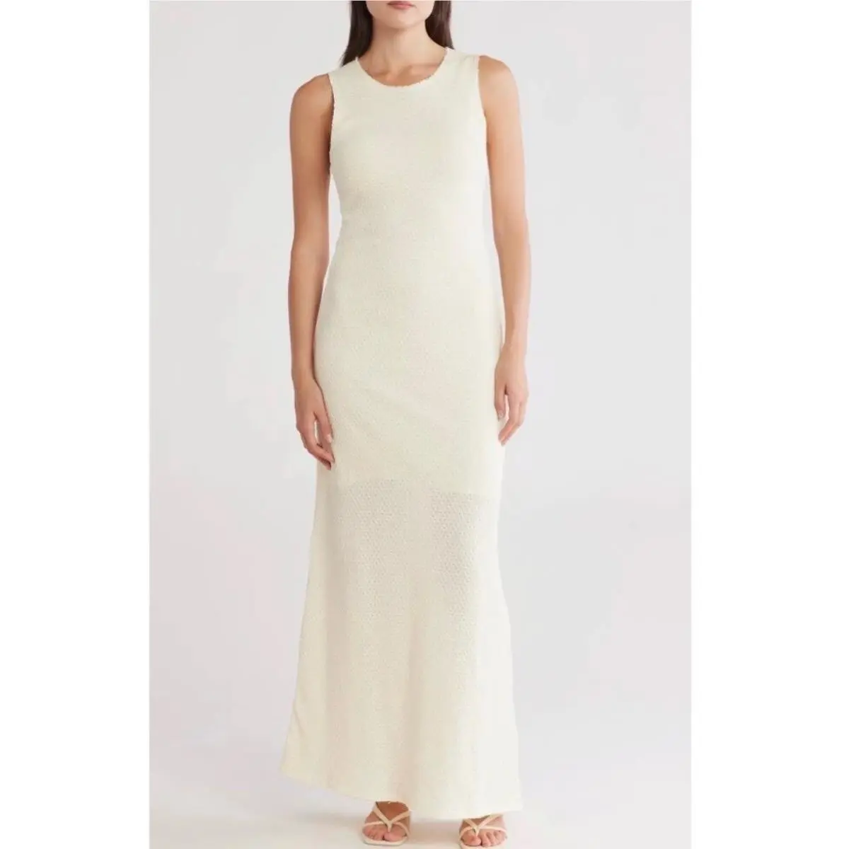Rag Bone Carine Crochet Tank Maxi Dress Womens XL Ivory Cotton