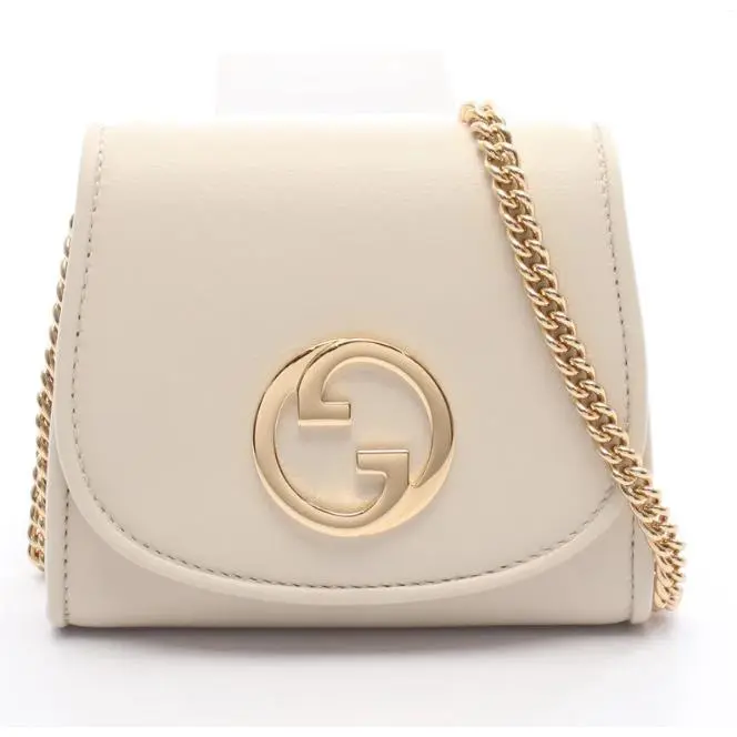 Gucci Blondie Calf Leather Chain Wallet Ivory Cream Crossbody Shoulder Bag