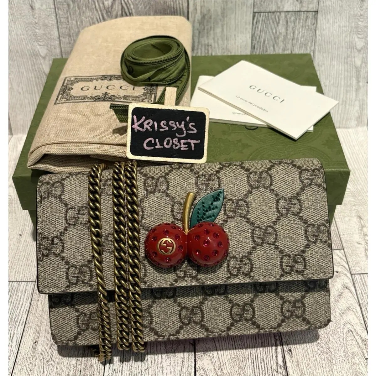 GG Supreme Mini Cherry Chain Bag by Gucci