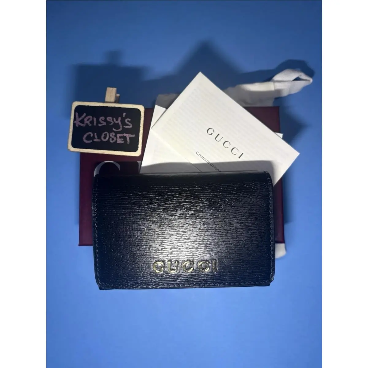 Gucci Black Leather Card Case Wallet with Dustbag