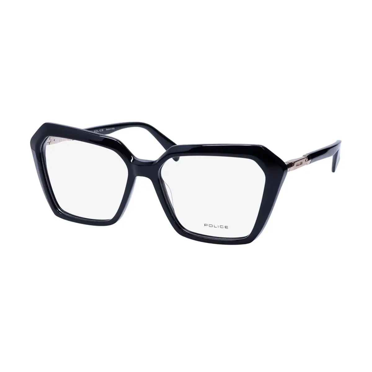 Police VPLP55 Mermaid 7 Eyeglass Frame/eyewear Made IN Italy Fashion Accessory - Shiny Black, Frame: Black
