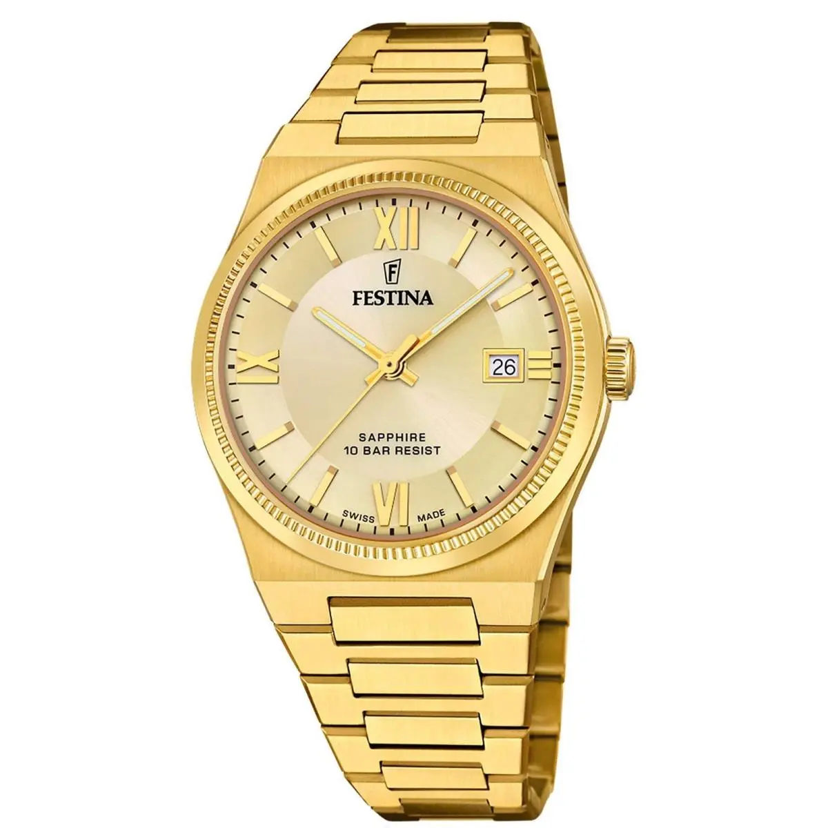Riv Gold / Stainless Steel Gold Dial Wristwatch F20038-2 by Festina
