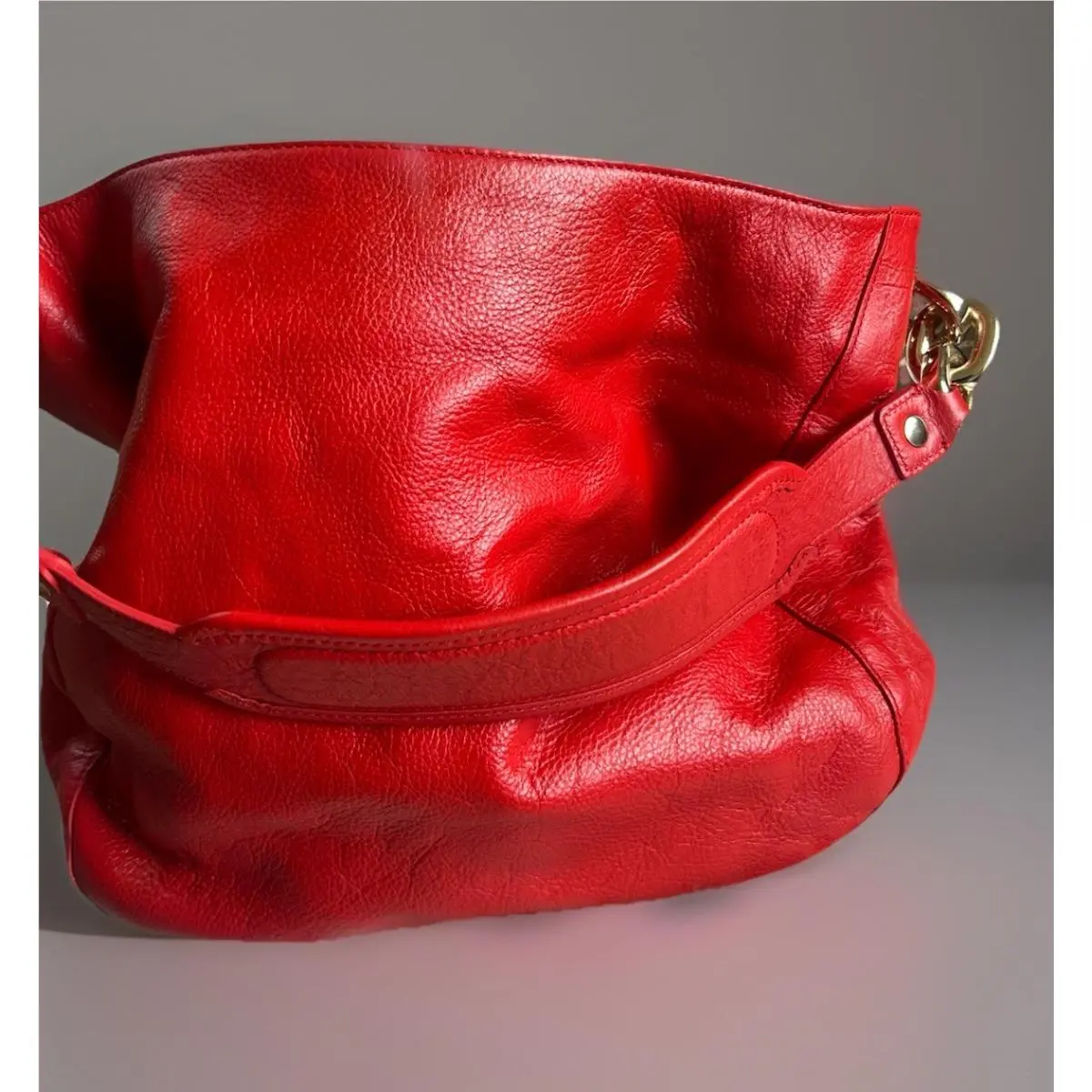 Juicy Couture Vintage Cow Hide Leather Hobo Bag Red