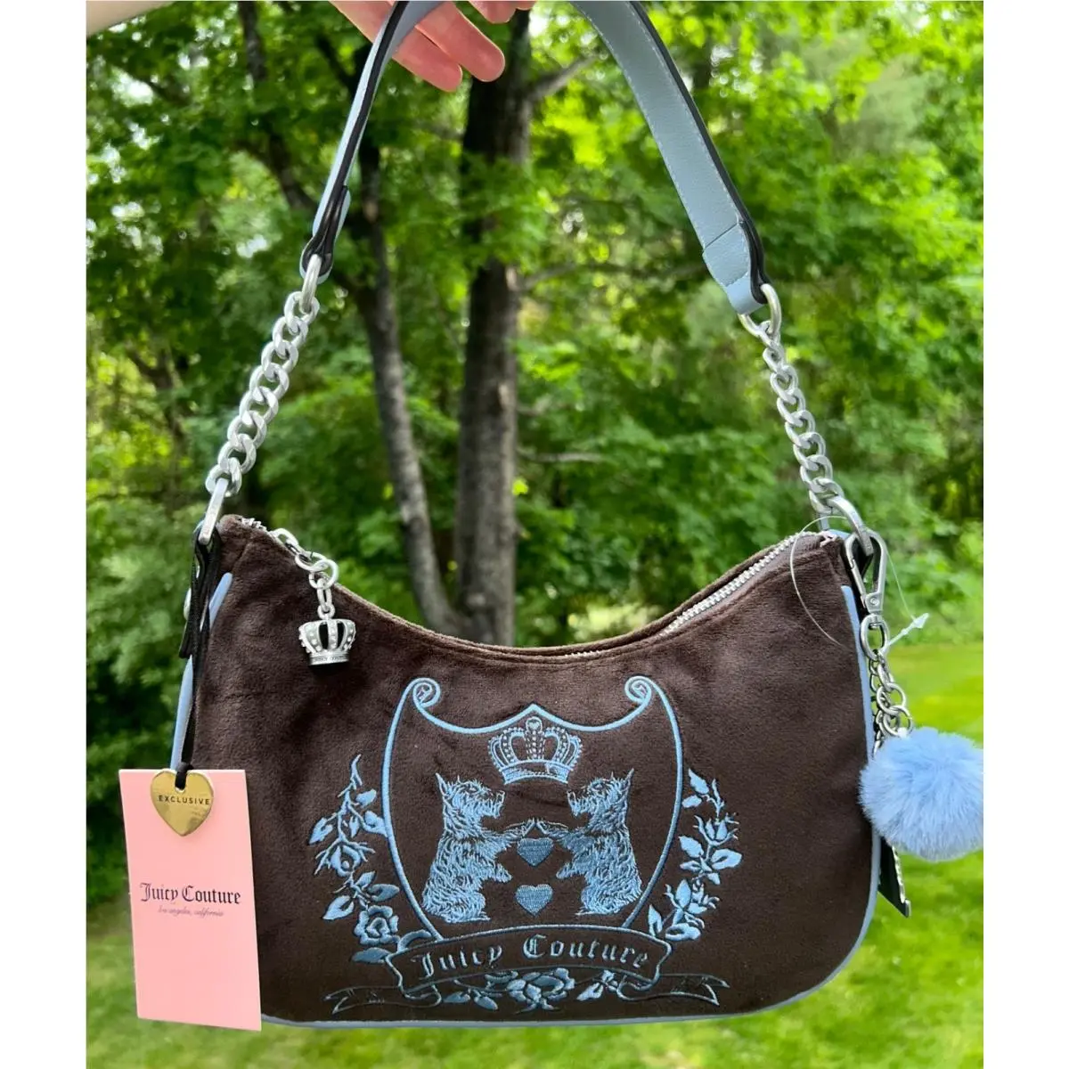 Juicy Couture Velour Love Chapter Shoulder Bag in Chocolate Brown