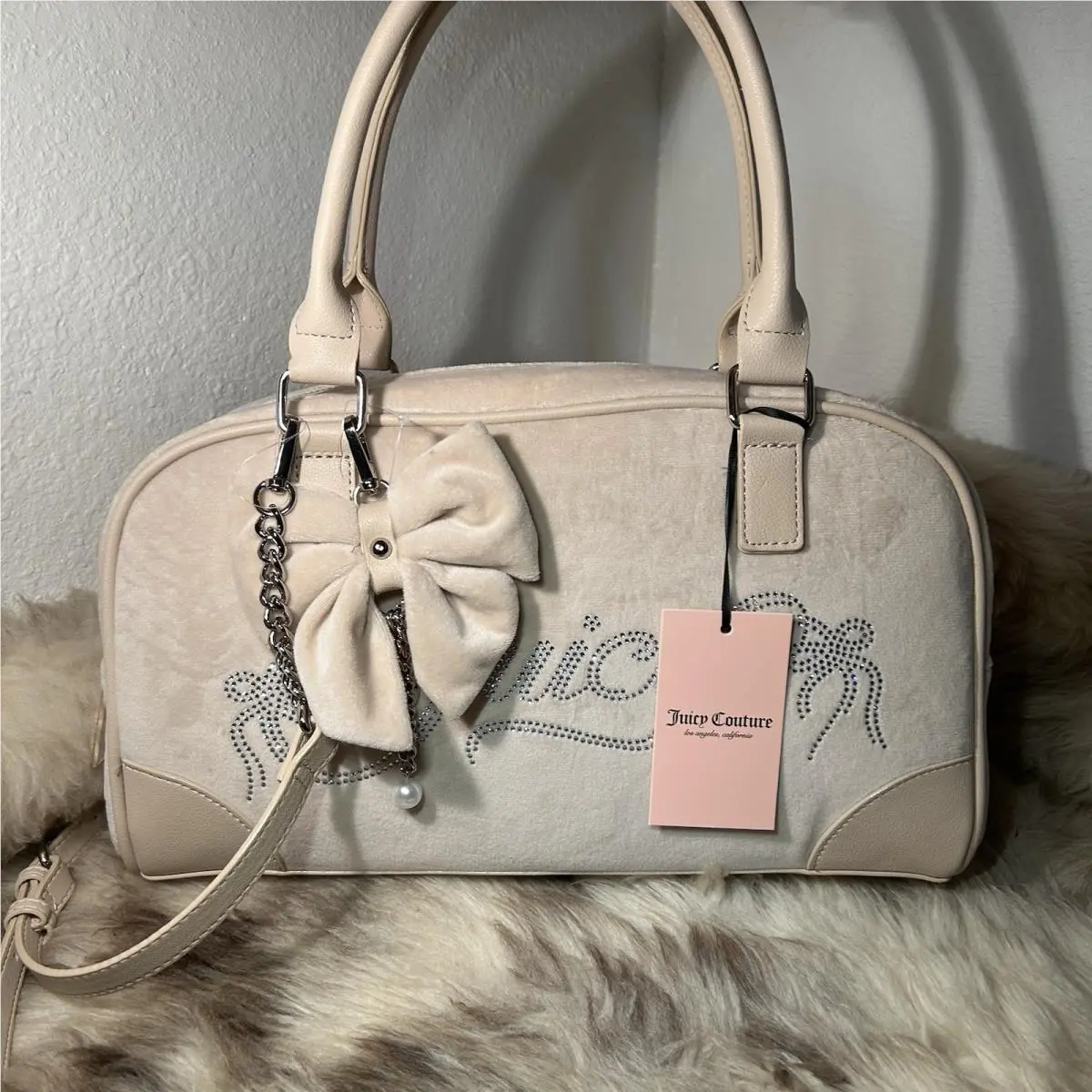 Juicy Couture Never A Dull Moment Satchel / Crossbody - Sandstone - Bows