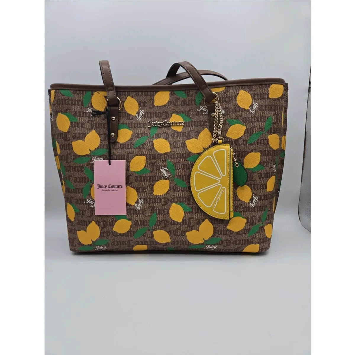 Juicy Couture Fruitful Tote Lemons Lg 3 Compartment Satchel/coin Purse