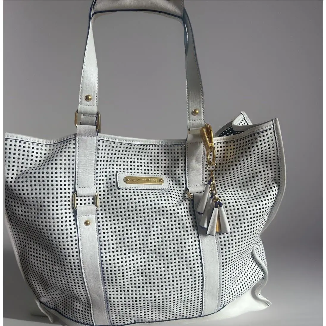 Juicy Couture Bag Light Airy Tote Bag White Leather Vintage 2000s
