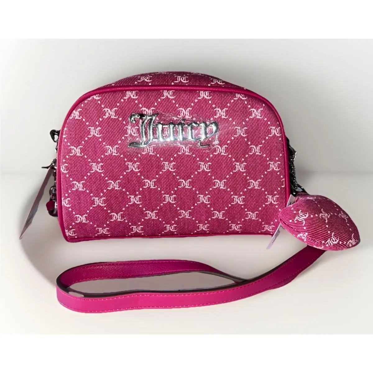 Juicy Couture Crystal Crush Camera Crossbody Bag Raspberry Tart Pink Heart