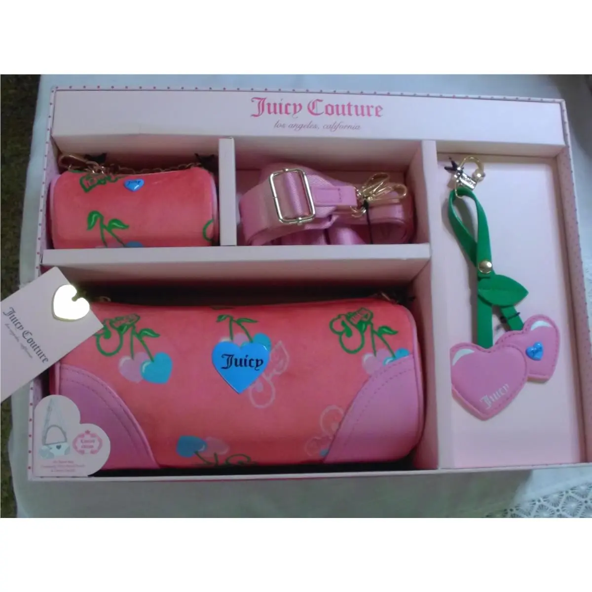 Juicy Couture Heritage Cherry Barrel Bag Box Set - Limited Edition Pink Lemonade