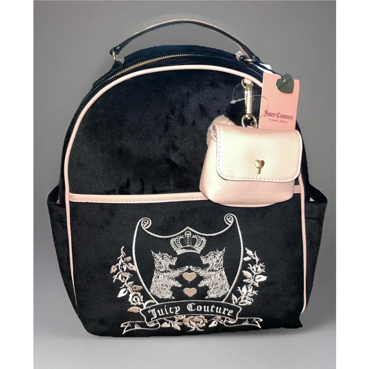 Juicy Couture Black Velour Heritage Backpack