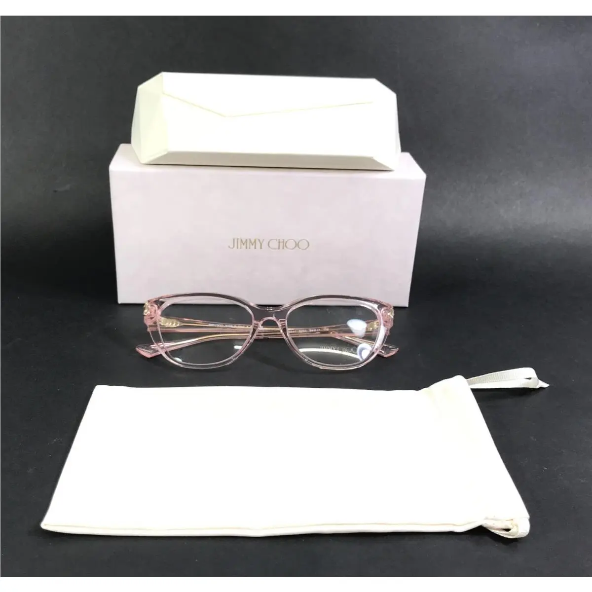Jimmy Choo Eyeglasses Frames JC3011 5034 Transparent Pink Cat Eye 54-17-145
