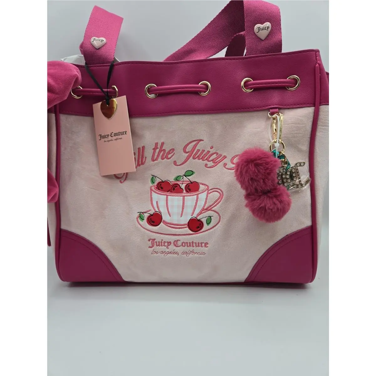 Juicy Couture Classic Juicy Tote Shoulder Bag Sweet Tea Party Raspberry/pink