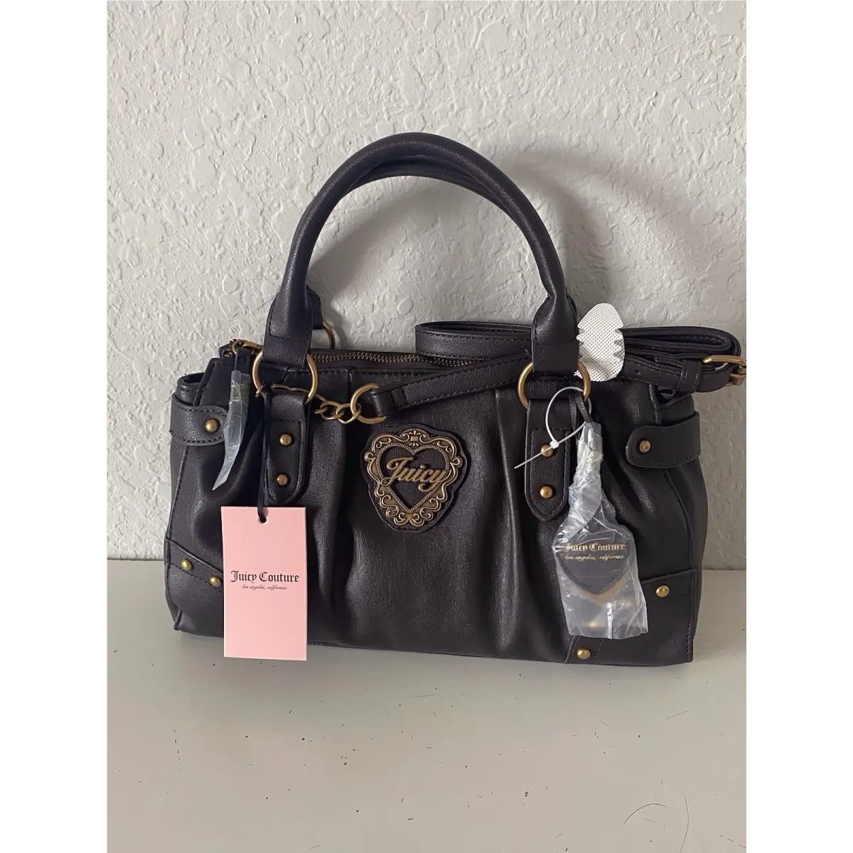 Juicy Couture In Her Juicy Era Satchel Bag Chocolate Crossbody W/charm