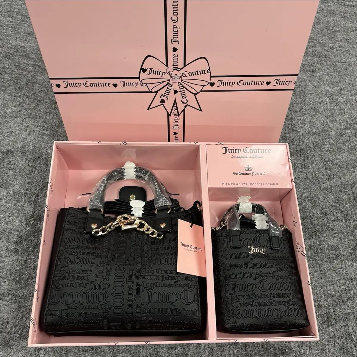 Juicy Couture Handbag Tote Set Black