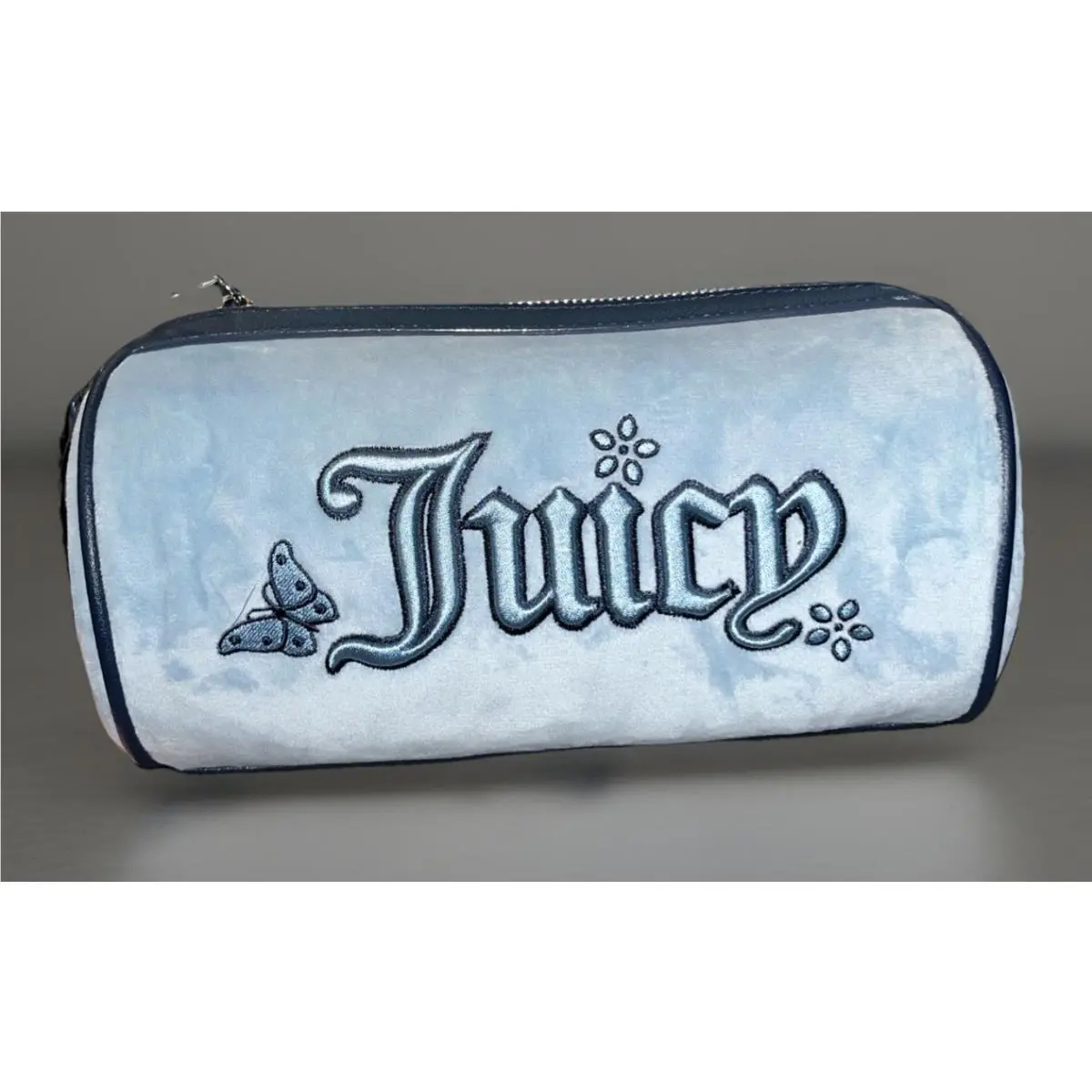 Juicy Couture Blue Velour Barrel/papillon Shoulder Bag Butterfly Charm
