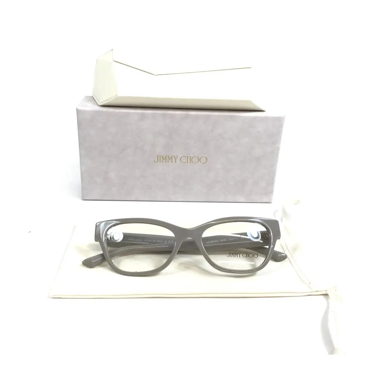Eyeglasses Frames JC3010U 5033 Ivory Gray Cat Eye Full Rim 52-17-140 by Jimmy Choo