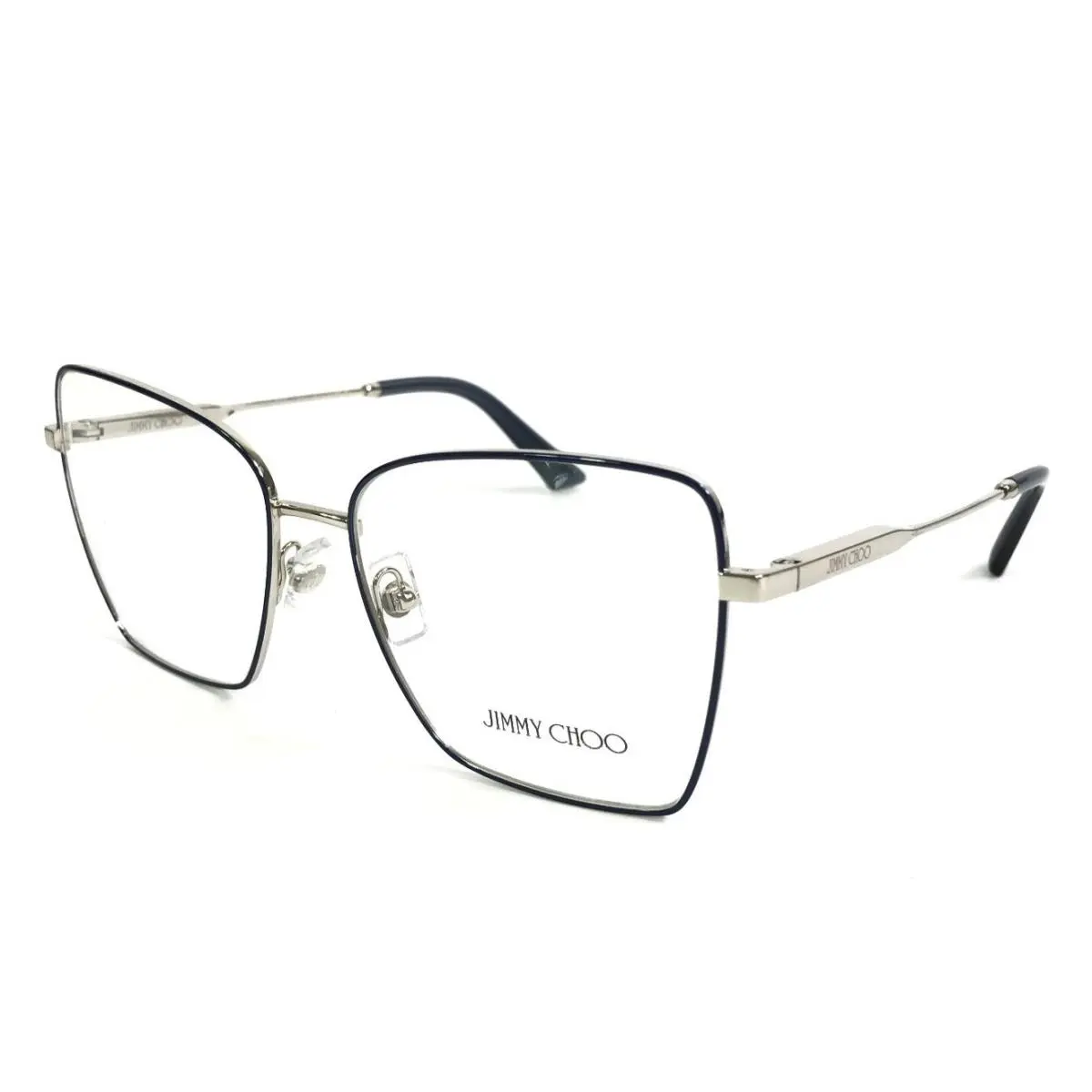 Jimmy Choo Eyeglasses Frames JC2007 3021 Silver Blue Shiny Wire Rim 55-16-140