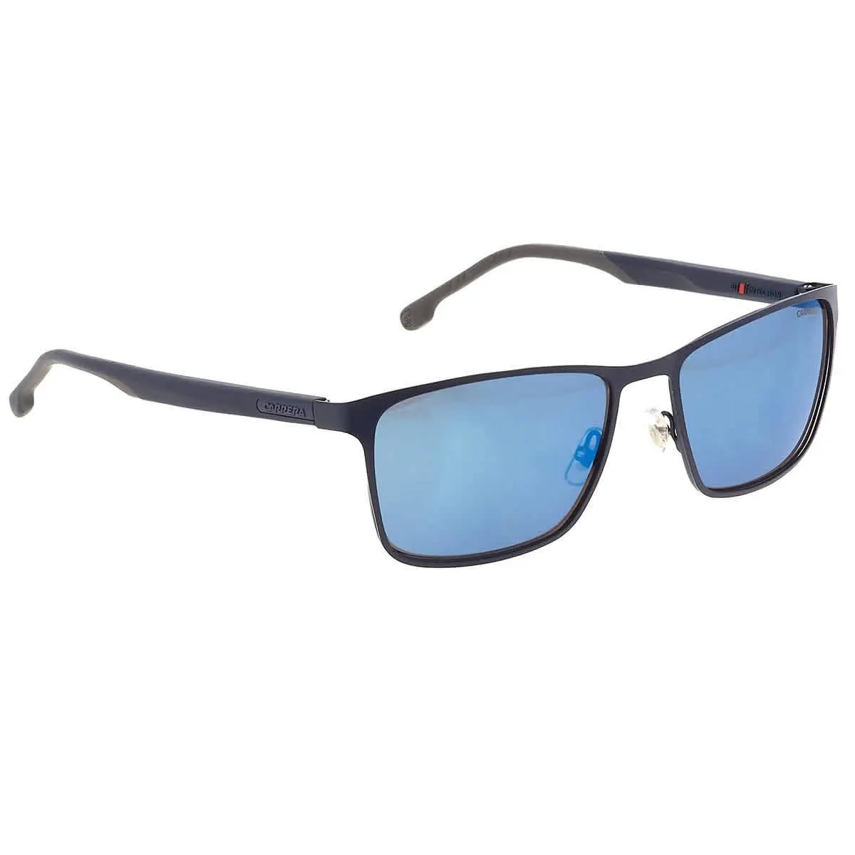 Carrera Grey Blue Mirror Rectangular Men`s Sunglasses Carrera 8046/S 0PJP/XT 54
