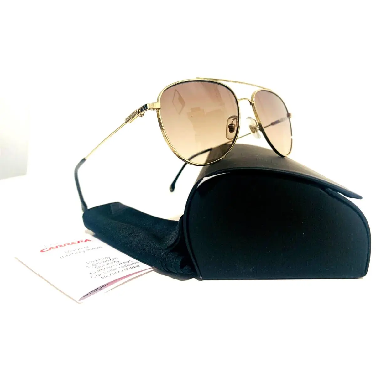 187S J5GHA Gold Brown Gradient Aviator Sunglasses 56-17-145 by Carrera