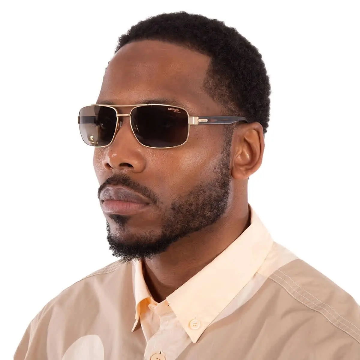 Carrera Polarized Bronze Rectangular Men`s Sunglasses Carrera 8063/S 0AOZ/SP 60
