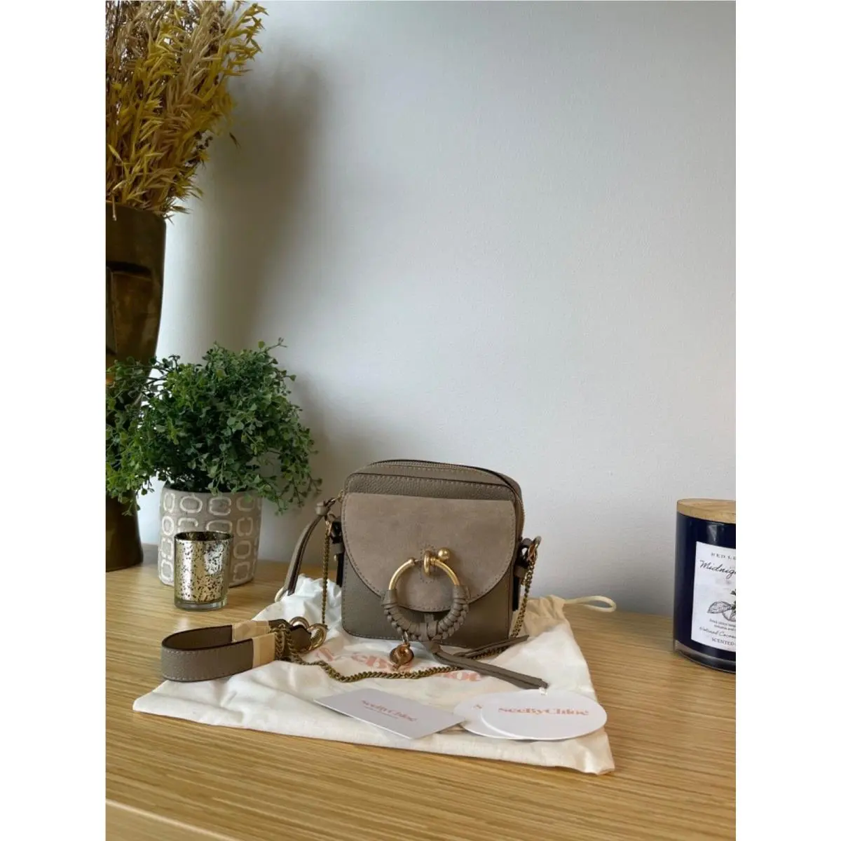 See By Chloe Joan Leather Mini Shoulder Bag Motty Grey