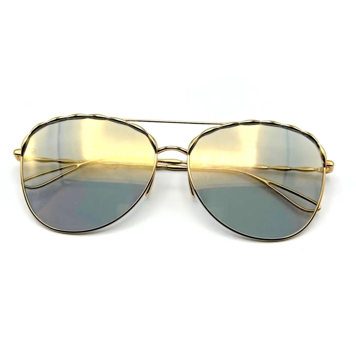 Sunglasses ES008 J5G JO Gold Aviator Frame Mirror Lens 59-14-140 by Elie Saab