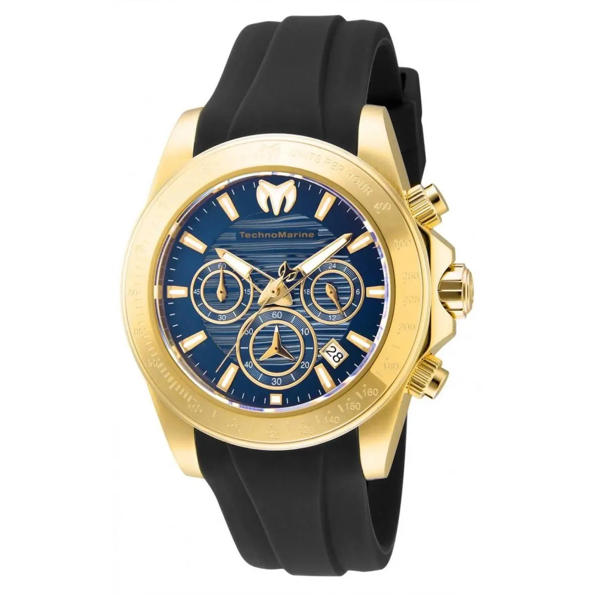 Technomarine Men`s Watch Manta Quartz Chrono Blue Dial Silicone Strap TM-219036 by TechnoMarine