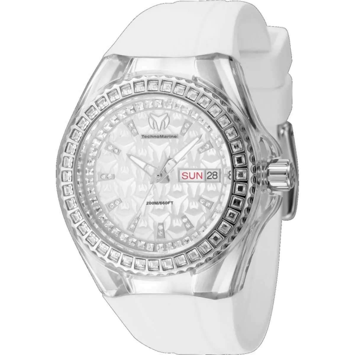 Technomarine Women`s Watch Cruise Monogram Silver Dial White Strap TM-121171