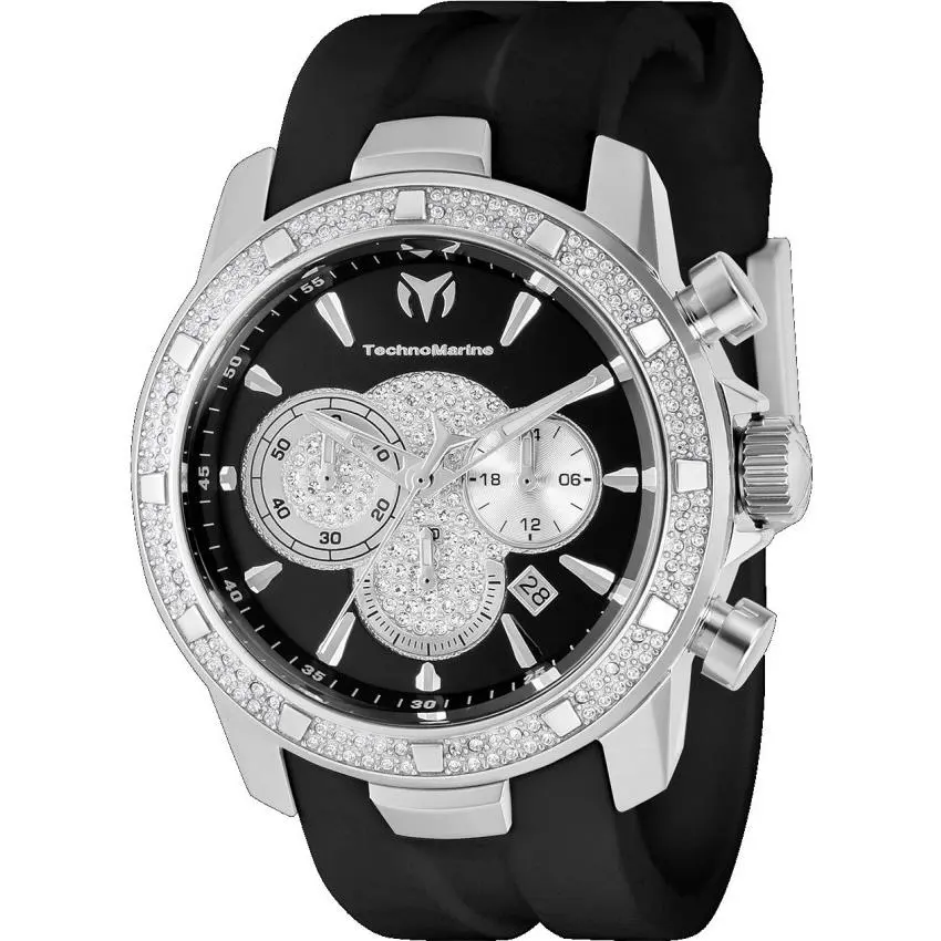 Technomarine UF6 Double Black Crystal Men`s 45mm Chronograph Watch TM-621009