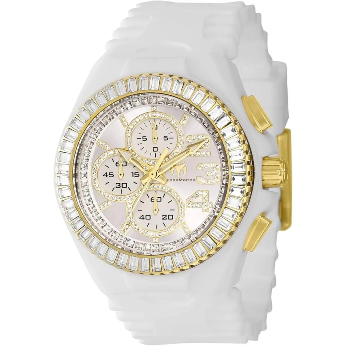 Technomarine Men`s Watch Cruise Quartz Chrono White Silicone Strap TM-121188 by TechnoMarine