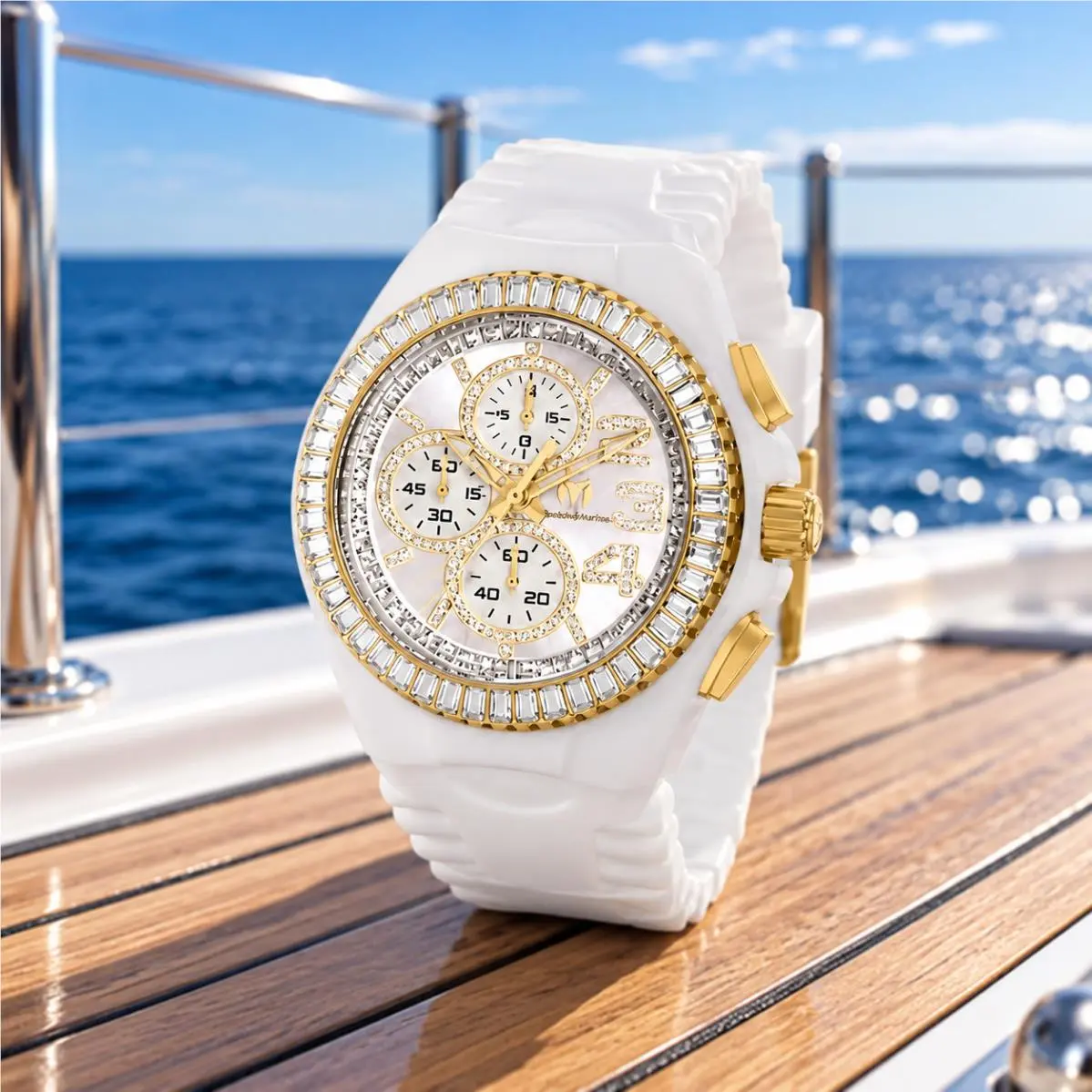 Technomarine Jellyfish Lux Men`s 45mm White Gold Chronograph Watch TM-121188 by TechnoMarine
