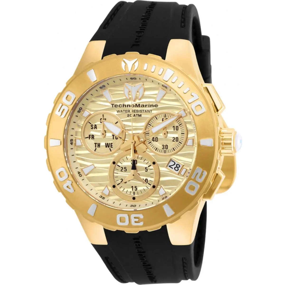 Technomarine Men`s Watch Cruise Medusa Chrono Gold Dial Black Strap TM-115079
