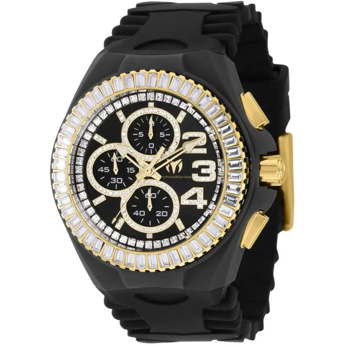 Technomarine Men`s Watch Cruise Quartz Chrono Black Silicone Strap TM-121187