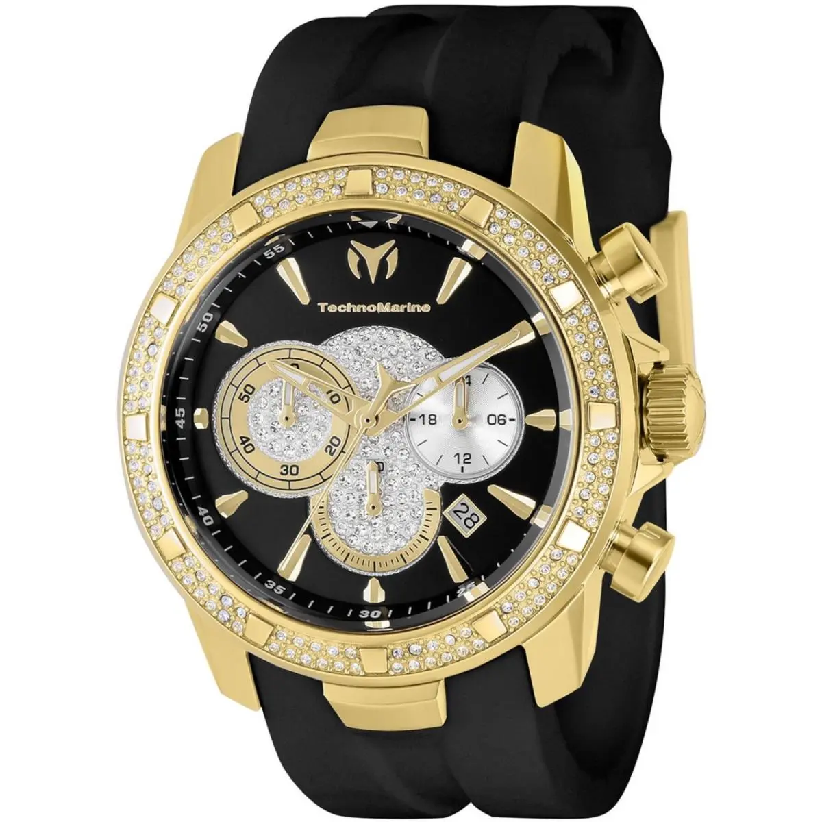 Technomarine Men`s Watch UF6 Quartz Chronograph Black Silicone Strap TM-621011