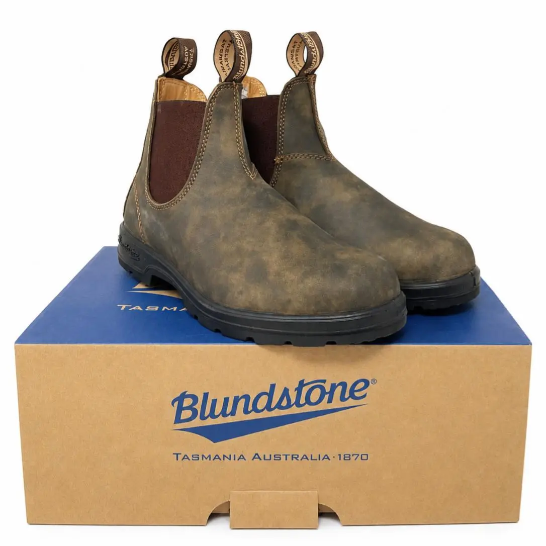 Blundstone 585 Rustic Brown Elastic Sided Boot Chelsea Leather Casual Unisex