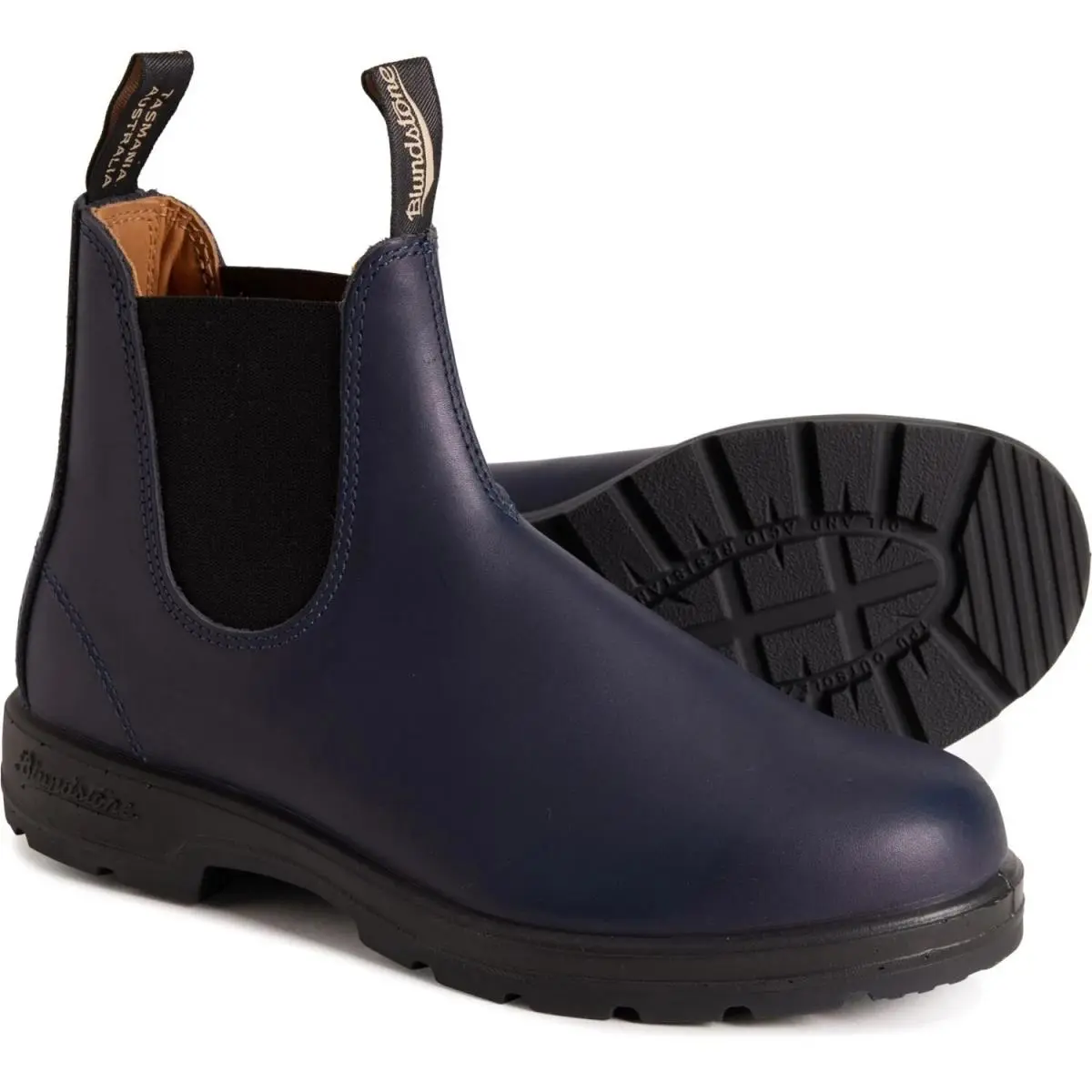 Blundstone 2246 Men Chelsea Boots AU 13 US 14 Navy Leather Slip On Elastic Side - Blue