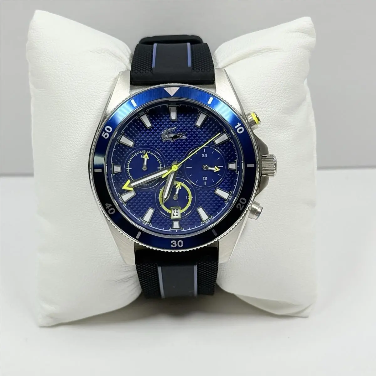 Lacoste Mainsail 2011361 Blue Dial Chronograph Black Silicone Strap Men’s Watch