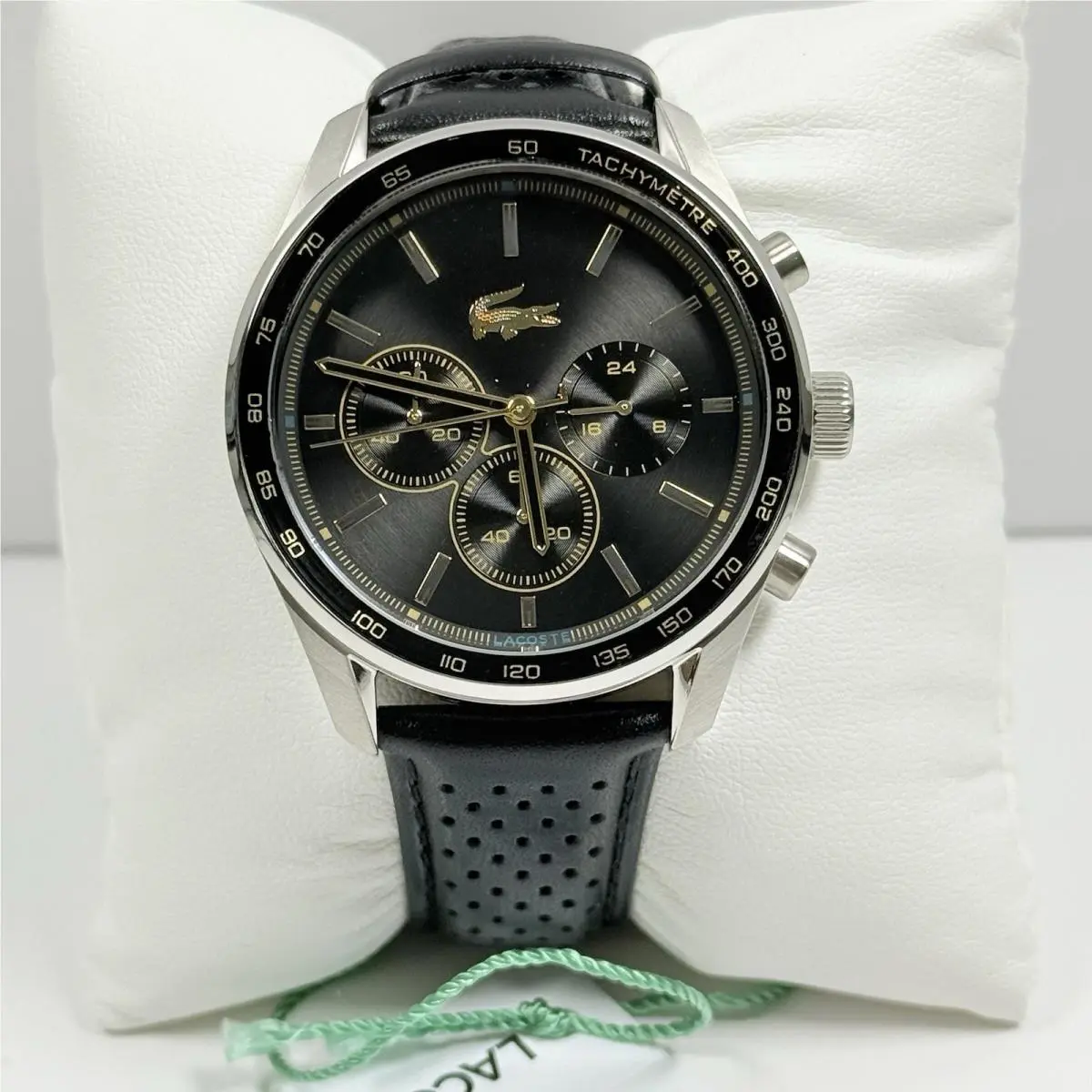 Lacoste Boston 2011379 Black Dial Chronograph Leather Strap 42mm Men’s Watch