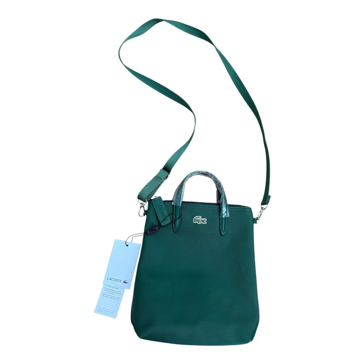 Lacoste Campanula L1 Large Shopping Bag Green Crossbody Pvc Leather Top Handles