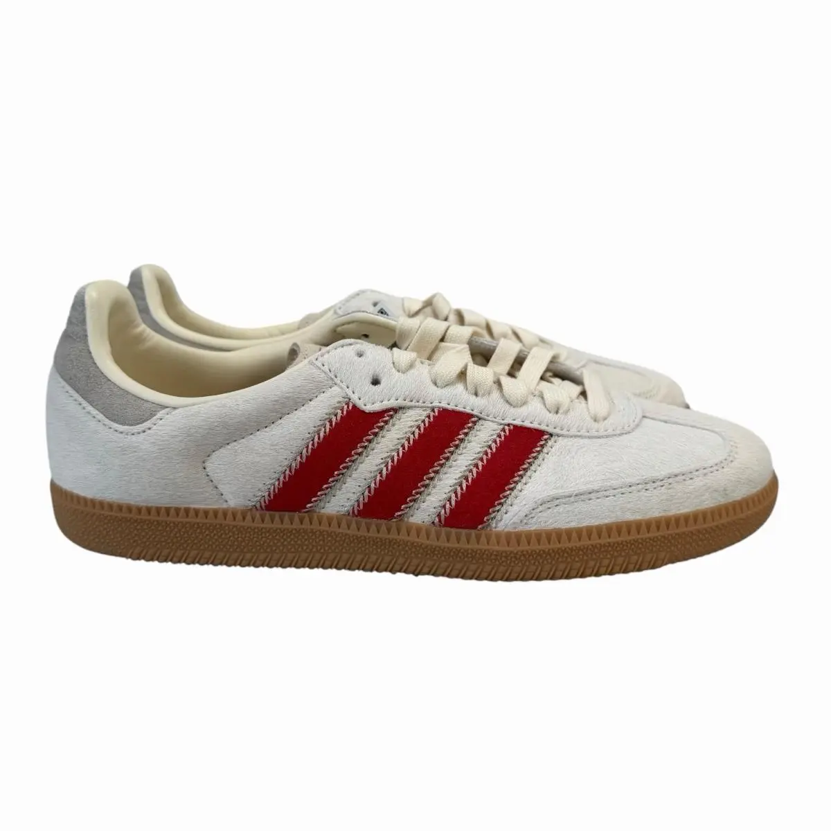 Adidas Samba OG Cow Fur Wonder Beige White Scarlet Shoes JS3935 Women`s Sz 7-10