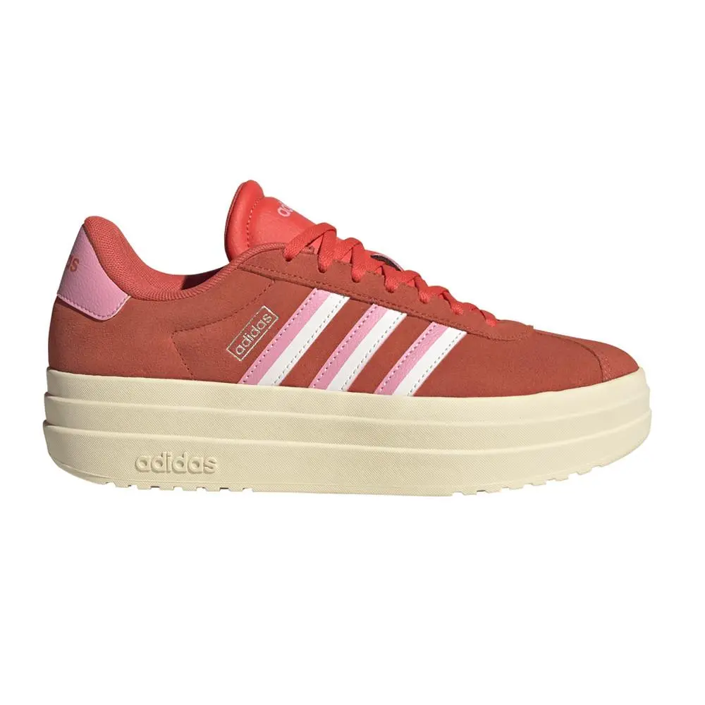 Adidas Vl Court Bold Lace Up Womens Red Sneakers Casual Shoes JI1786