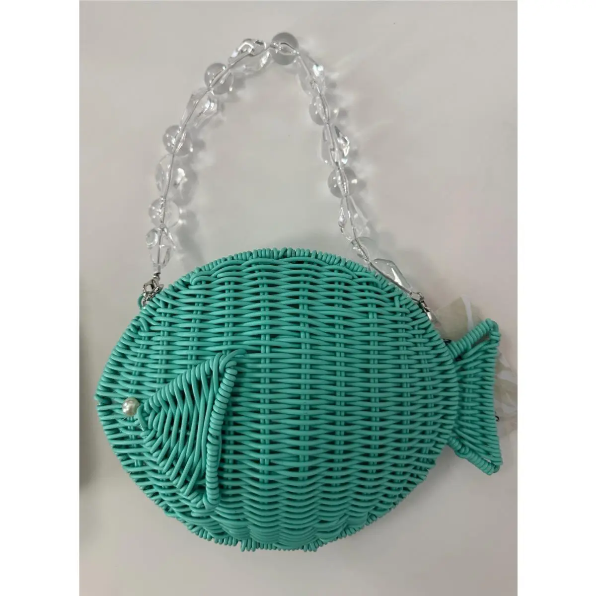 Viral Woven Wicker Crossbody Bag Teal Fish by Tommy Bahama