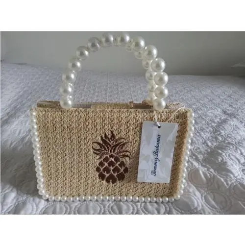 Tommy Bahama Pineapple Pearl Handle Top. Handle Bag Crossbody Purse Bag