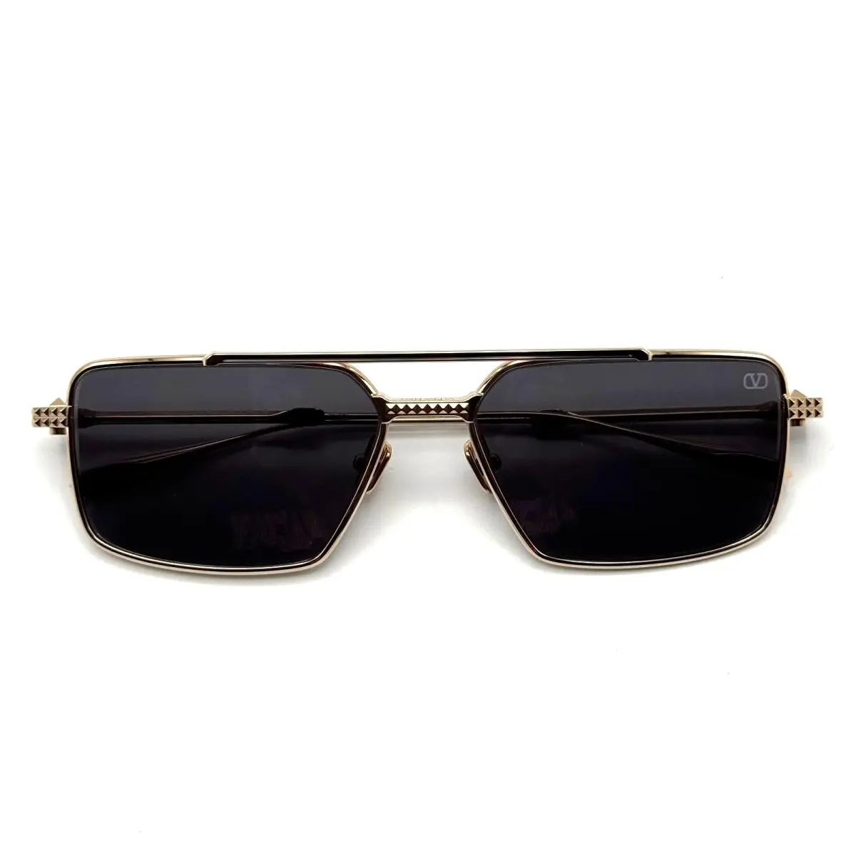 Valentino Sunglasses V-sei VLS-111A-58 Gold Rectangle Frame Grey AR Lens 58mm
