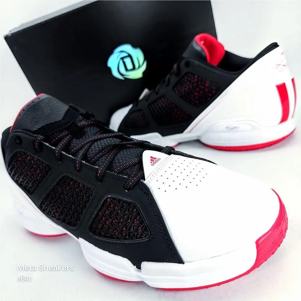 Adidas US 13.5 Mens White Black Red Retro Basketball Adizero Rose 1.5 GY9124