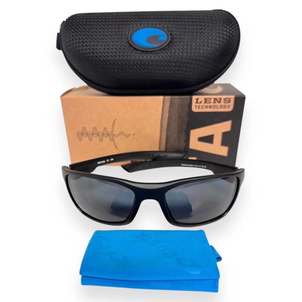 Costa Del Mar Sunglasses Whitetip Matte Black Gray Polarized Poly Lens W/case - Frame: Black, Lens: Gray, Logo: Black